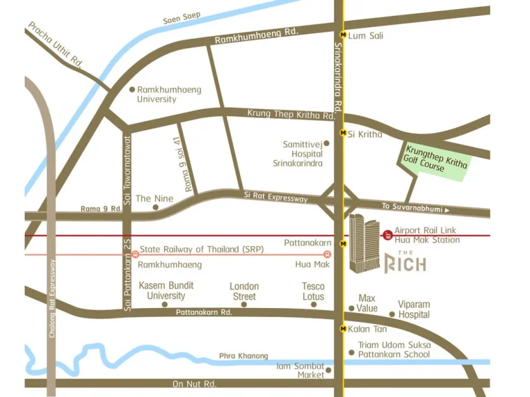 ให้เช่าคอนโดThe Rich พระราม 9 - ศรีนครินทร์Airport Link หัวหมาก