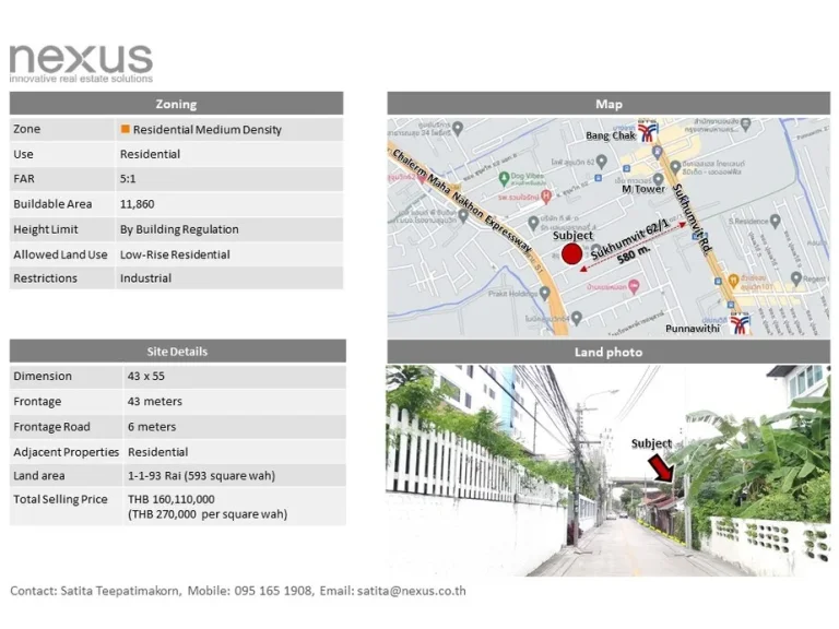 ขายที่ดิน ในซอยสุขมวิท 621 ใกล้ BTS บางจาก ขนาด 593 ตรว