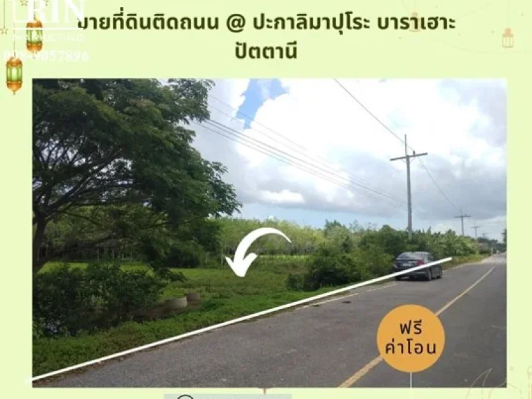 ขายที่ดิน ติดถนนดำ 6 ห้องกว่า 157 ตรวหมู่ 8 ปะกาลิมาปุโระ บาราเฮาะ ปัตตานี