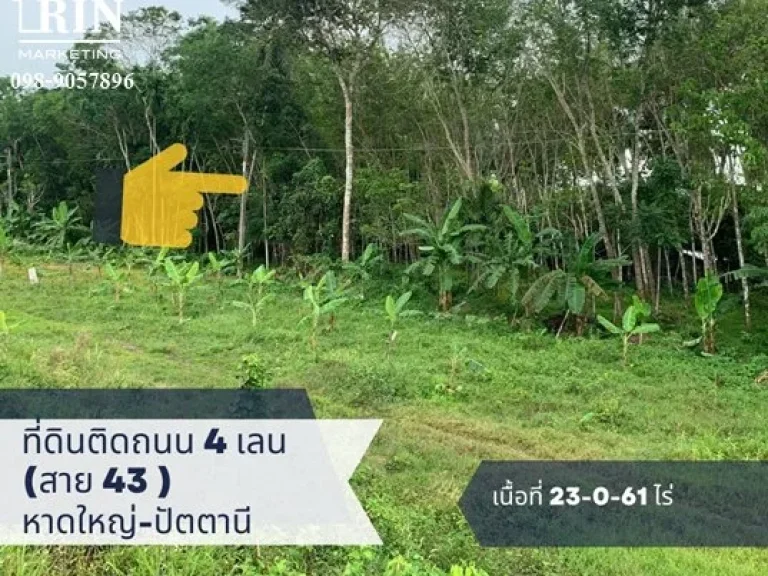 Land For Sale ทำเลดี อนาคตไกล อหนองจิก ติดถนนทางหลวง หมายเลข 43 อยู่ระหว่างแยก ดอนยาง และวงเวียนมะพร้าวต้นเดียว