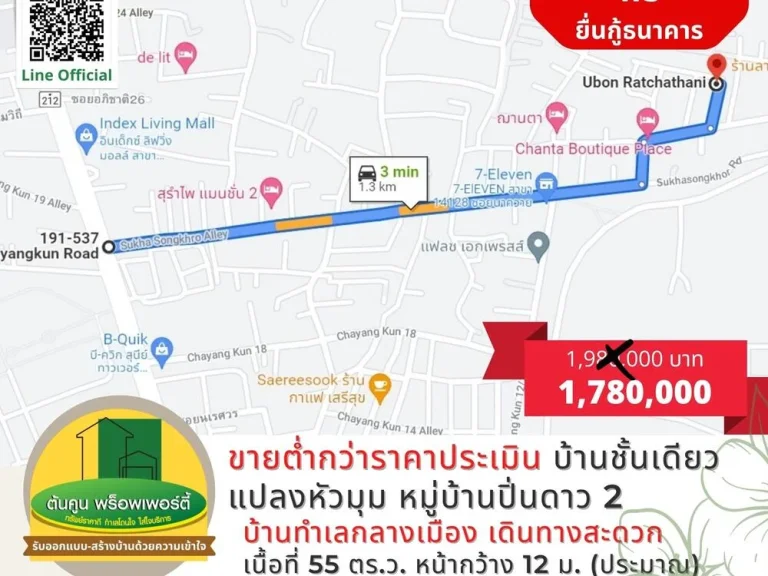 ลดราคา ลดเพิ่มอีก 2 แสน บ้านชั้นเดียวแปลงหัวมุม หมู่บ้านปิ่นดาว 2 ขายต่ำกว่าราคาประเมิน บ้านนาควาย บ้านอุบล ราคาไม่แพง