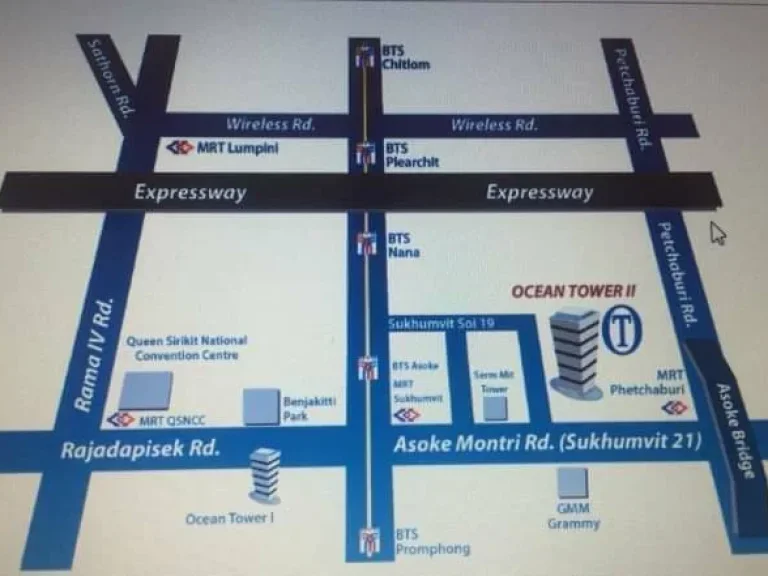 ออฟฟิศให้เช่า อาคารสำนักงานให้เช่า Ocean Tower 2 โอเชียน ทาวเวอร์ 2 อโศก ชั้น 33 เนื้อที่ 225 ตรม ค่าเช่า เดือนละ 150000 บาท