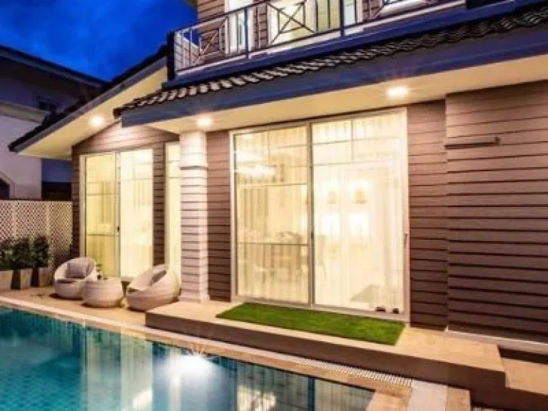 บ้านพูลวิลล่าในโครงการ ตกแต่งด้วยสไตล์ pool villa luxury หรูหราทันสมัย เฟอร์นิเจอร์ครบ