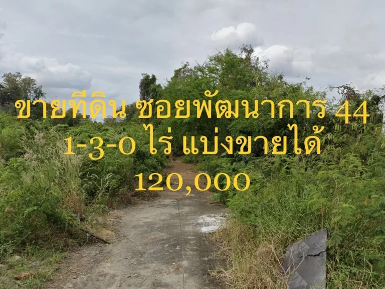 ขายที่ดิน ซอยพัฒนาการ 44 ซอยฤกษ์ตรีลักษณ์ สวนหลวง