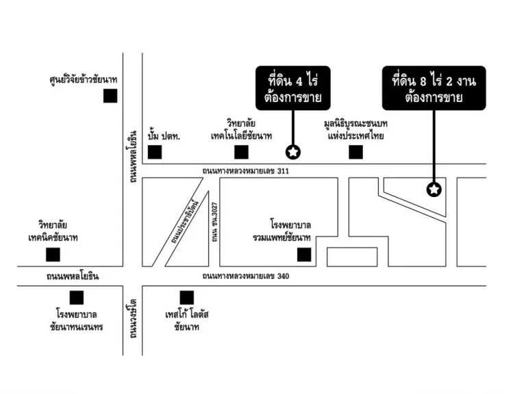 ขายที่ดิน 4 ไร่ เป็นที่ดินเปล่า ติดถนน ขายเหมา 4 แปลง แปลงละ 1 ไร่ติดกัน ชัยนาท