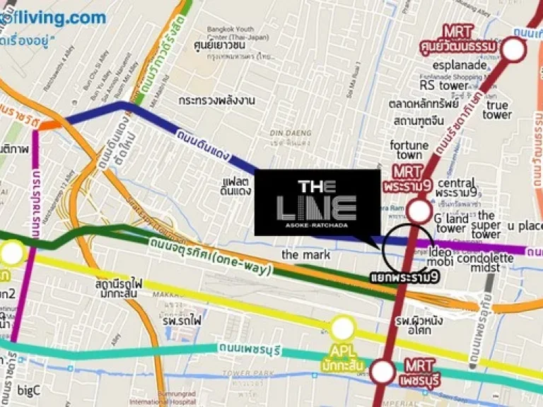 คอนโด The Line Asoke - Ratchada ของ Sansiri 1BED ให้เช่า Built-in พร้อมอยู่