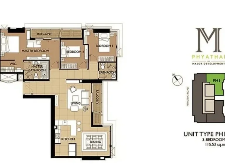 Luxury คอนโด เอ็ม พญาไท Penthouse 3 นอน115 ตรม ชั้น 33 เลี้ยงสัตว์ได้ ให้เช่า พร้อมอยู่