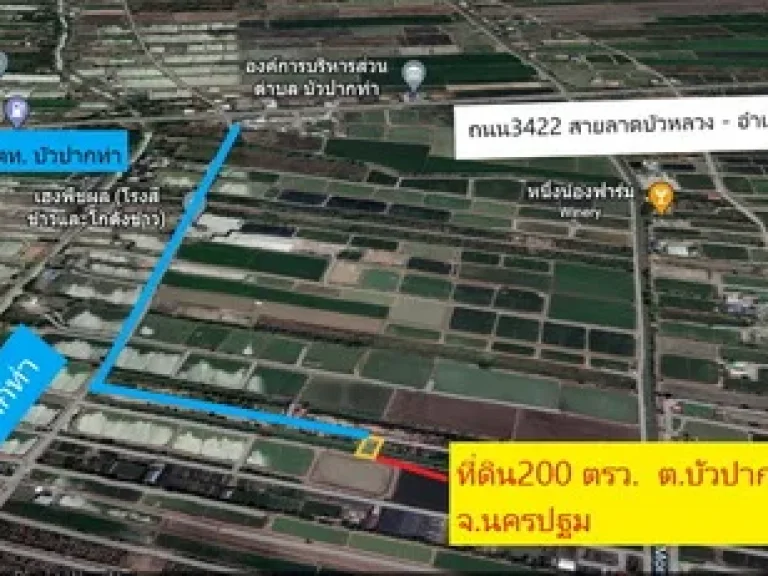 ขายที่ดินจัดสรร 200 ตรว ตบัวปากท่า อบางเลน จนครปฐม ติดถนนคอนกรีต