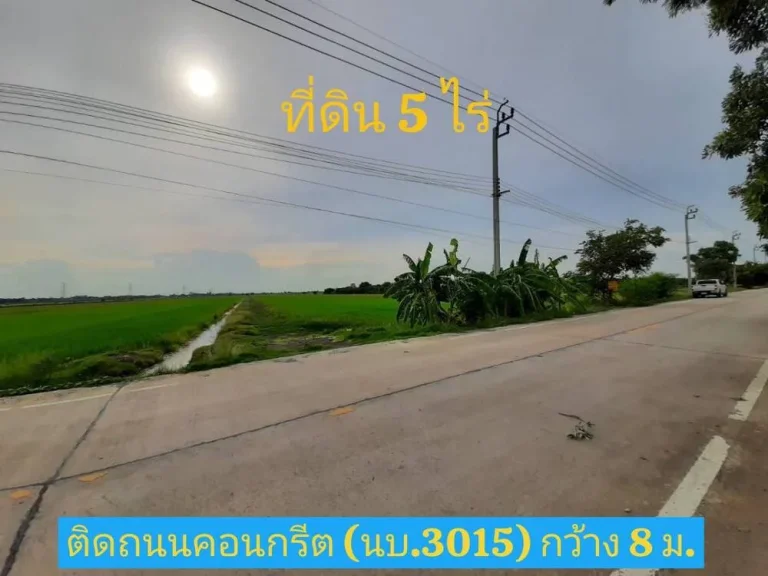 ขายด่วน ที่ดินสีม่วง 5 ไร่ติดถนน นบ3015 ตไทรใหญ่ อไทรน้อย