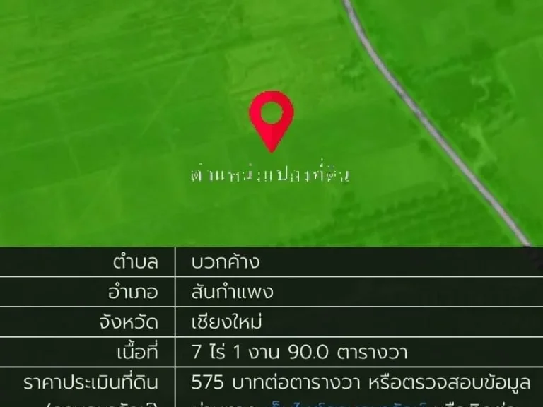 ขายที่ดินเปล่า แปลงสวย 7-1-90 ไร่ สันกำแพง เชียงใหม่