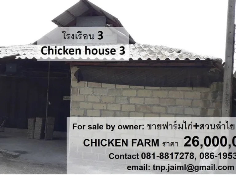 ขายฟาร์มไก่ ตำบลบ้านกลาง อำเภอสันป่าตอง จังหวัดเชียงใหม่ POULTRY CHICKEN FARM FOR SALE by owner