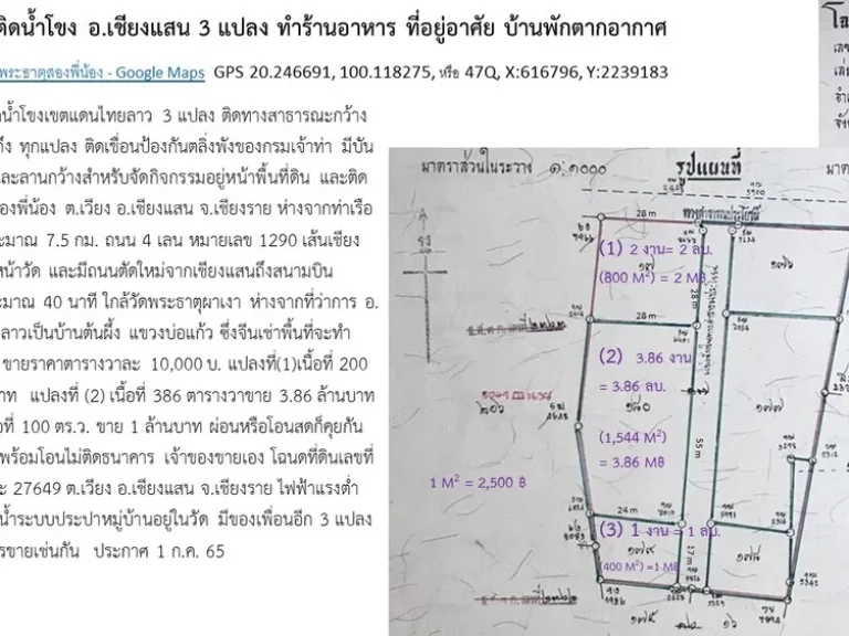 ขายที่ติดน้ำโขง อเชียงแสน 3 แปลง ทำร้านอาหาร ที่อยู่อาศัย บ้านพักตากอากาศ