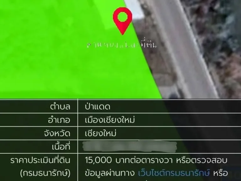 ขายที่ดิน 100 ตรว ติดถนนเลียบเเม่น้ำปิง ป่าแดด เชียงใหม่