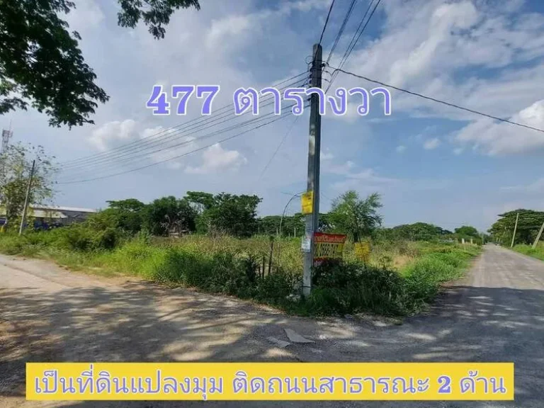 ขายขาดทุน ที่ดินแปลงมุม 477 ตารางวา ซอยโรงเรียนบ้านคลองฝรั่ง อไทรน้อย