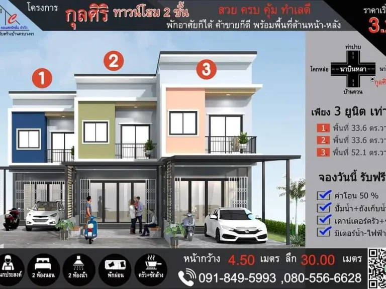 ทาวน์โฮม2ชั้น สี่เเยกนาบินหลา ทำเลค้าขายเเละอยู่อาศัย