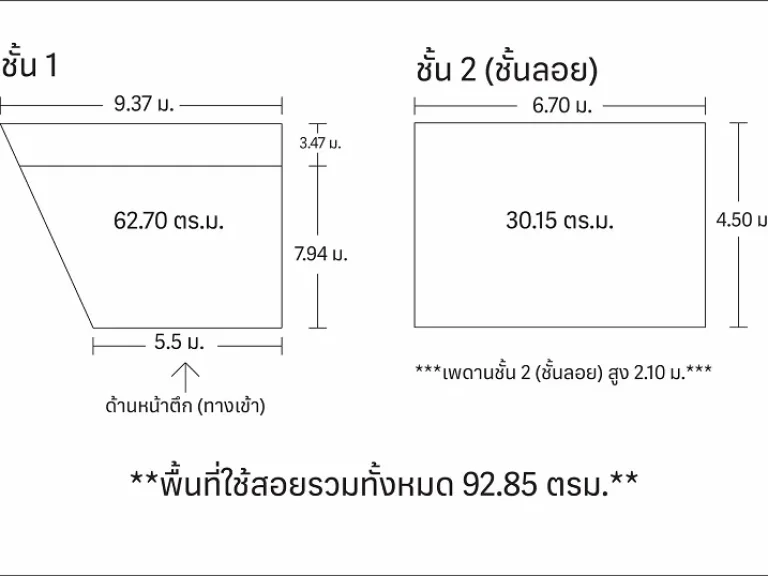 ให้เช่าอาคารพาณิช์ 2 คูหาเฉพาะช้น 1 และชั้นลอย ถนนสุขุมวิท ใกล้ทองหล่อ