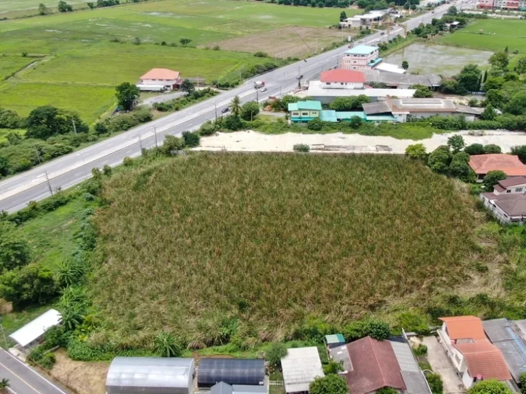 ขายที่ดิน ริมถนนทางหลวงแผ่นดินหมายเลข 3195 สายสุพรรณบุรี ใกล้วัดม่วง