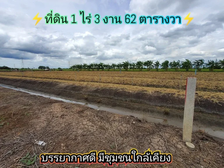 ขายที่ดิน 1-3-62 ไร่ติดถนนสาธารณะโซนสีเหลืองตคลองขวาง อไทรน้อย