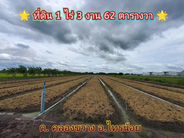 ขายที่ดิน 1-3-62 ไร่ติดถนนสาธารณะโซนสีเหลืองตคลองขวาง อไทรน้อย