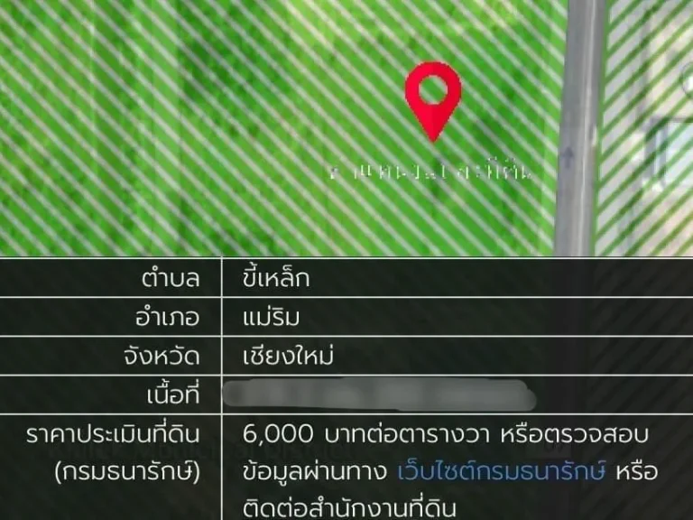 ขายที่ดิน 3-2-23 ไร่ ติดถนนหลักและคลองชลประทาน ตขี้เหล็ก อแม่ริม เชียงใหม่