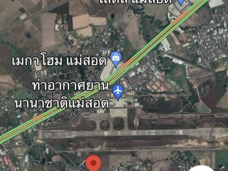 ขายที่ดิน 11 ไร่กว่าติดถนนหนองกิ่งฟ้าหลังสนามบินแม่สอดใกล้ตลาดริมเมย