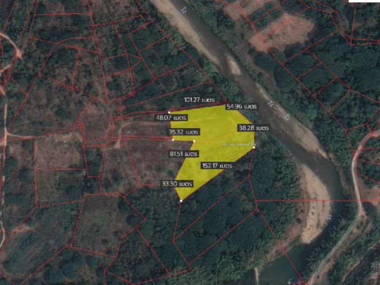 ที่ดิน อแม่พริก ติดแม่น้ำวัง เนื้อ 8-3-92 ไร่ ตแม่พริก อแม่พริก จลำปาง วิวโค้งน้ำ