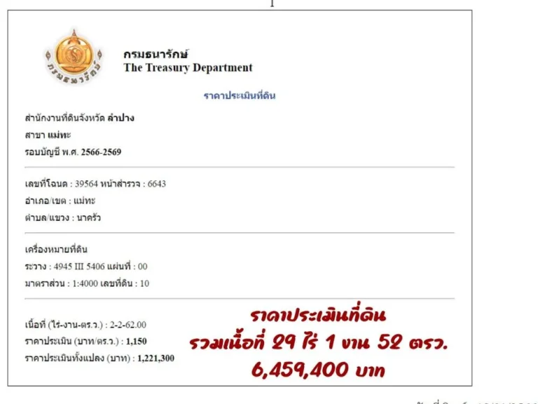 ที่ดินสวย เชิงพาณิชย์ ติดถนนหลัก ขายถูกกว่าราคาประเมิณ 27 ล้าน