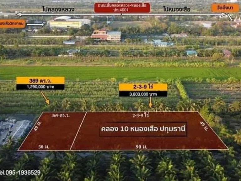 ขายที่ดิน 2 แปลง คลอง10 โฉนดพร้อมโอน หนองเสือ ปทุมธานี