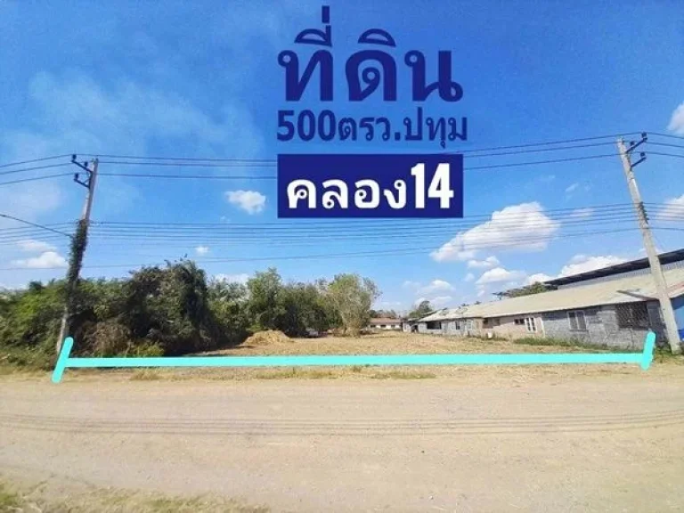 ขายด่วนที่ดินราคาถูก รังสิต-นครนายก คลอง14 ปทุมธานี ถมแล้ว 500 ตรว ใกล้วัดพิชิตปิตยาราม พร้อมปลูกบ้านได้เลย