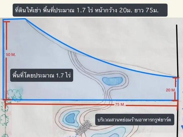 ให้เช่า ที่ดิน 17 ไร่ ซอยตรงข้ามประปาแม่ริม ตแม่สา อแม่ริม