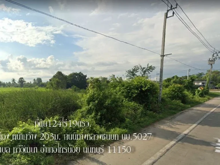 ขายที่ดิน124ไร่ ถนนทางหลวงชนบท นบ5027 พื้นที่สีเหลือง