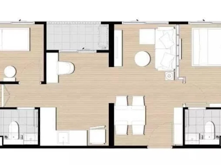 คอนโด The Privacy Rama 9 แบบ 2ห้องนอน 2ห้องน้ำ วิวสระ