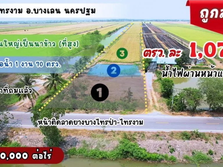 ที่บางเลนราคาดีเว่อร์ ตกราคาตรวละ 1075 ไร่ละ 430000