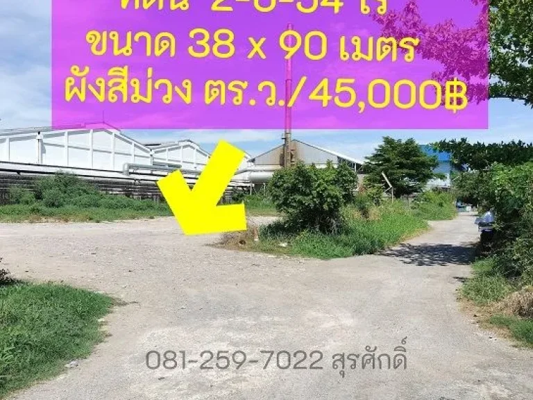 ขายที่ดิน ผังสีม่วง 2-0-54ไร่ 33x90 เมตร ถมแล้ว สุขสวัสดิ์ 70