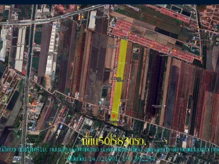 ขายที่ดิน50ไร่83ตรว หน้ากว้าง81ม ถนนเลียบคลองบางสะแก