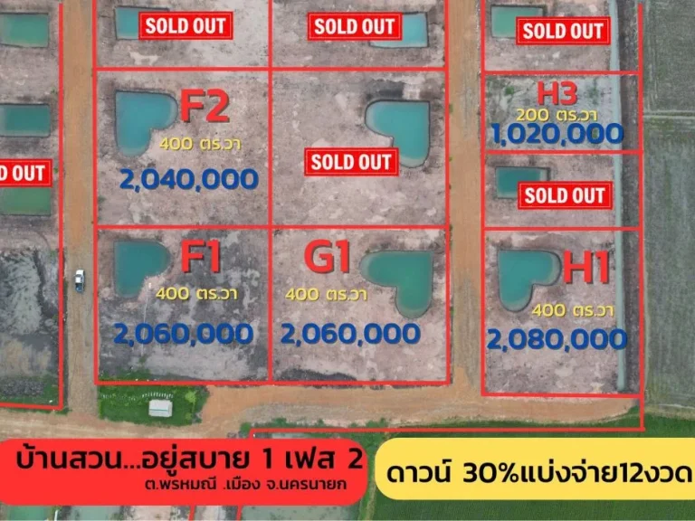 ขายที่ดินพรหมณีสดผ่อนเริ่มต้น 200 ตรว- 1 ไร่