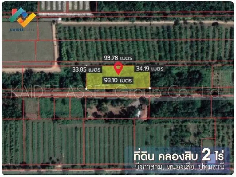 ที่ดิน เนื้อที่ 2 ไร่ ลำลูกกา คลอง 10 หนองเสือ ปทุมธานี