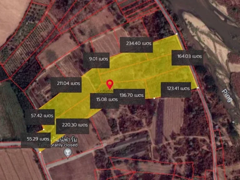 ขายที่ดินเปล่า 35-2-34 ไร่ ติดถนนสองด้าน ใกล้แม่น้ำปิง แสนตอ