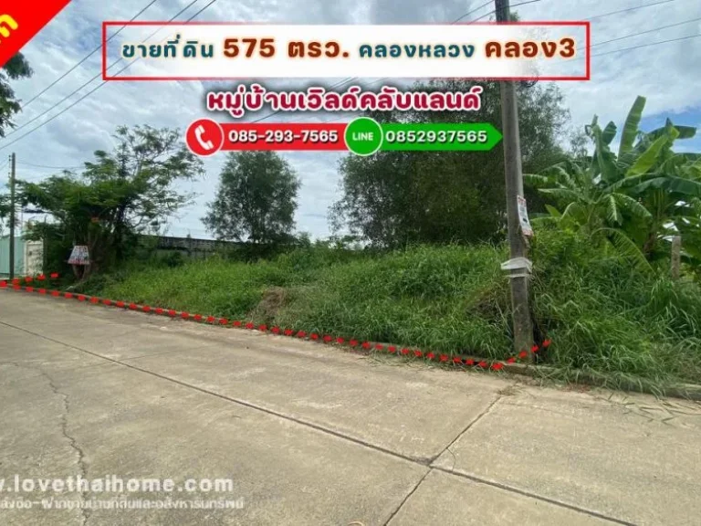 ขายที่ดิน คลองหลวง คลอง3 หมู่บ้านเวิลด์คลับแลนด์ ปทุมธานี