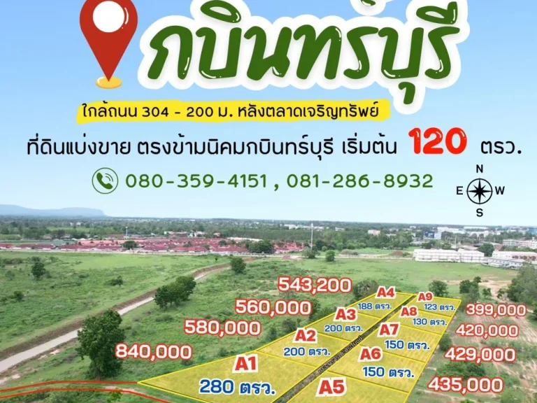 ขายที่ดินหลังตลาดเจริญทรัพย์ เริ่มต้น 123 ตรว ยกแปลงเริ่มต้น