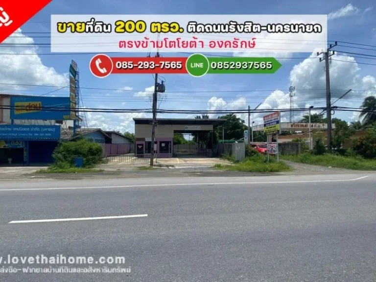 ขายที่ดิน ติดถนนรังสิต-นครนายก องครักษ์ นครนายก พื้นที่ 200