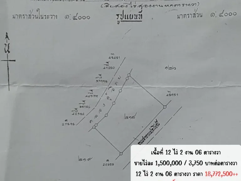 ขายที่ดิน 12 ไร่ 2 งาน 06 ตารางวา บ้านเลขที่ 13 หมู่ 7