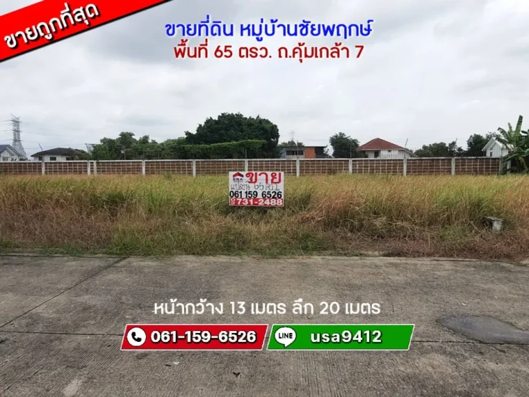 ขายที่ดิน หมู่บ้านชัยพฤกษ์ ถคุ้มเกล้า 7 ลาดกระบัง พื้นที่ 65