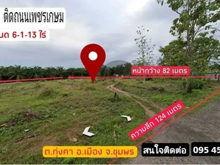 ขายที่ดิน 6 ไร่ ตทุ่งคา อเมืองชุมพร ติดต่อ คุณตุ้ม