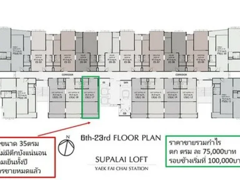 ขายดาวน์ คอนโดโครงการศุภาลัย ลอฟท์ แยกไฟฉาย 35 ตรม 1 ห้องนอน ชั้น 21 พร้อมอยู่ กทม