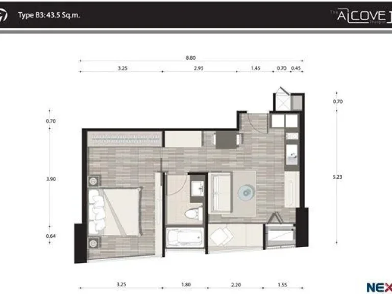 ขายคอนโด The Alcove ทองหล่อ 10 ขนาด 1ห้องนอน 1ห้องน้ำ 43ตรม