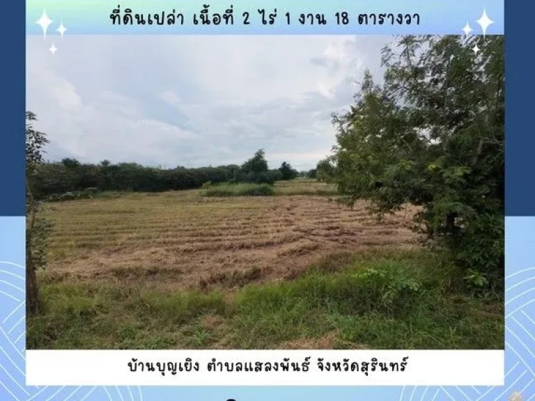 ขายที่ดิน พื้นที่ 2 ไร่ 1 งาน 18 ตรว บ้านบุญเยิง