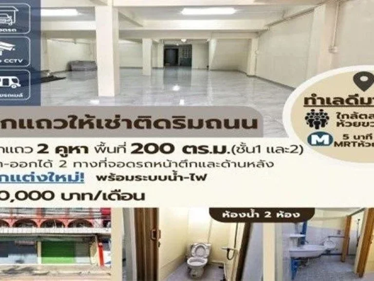 MRT ห้วยขวาง อาคารพาณิชย์ 2ชั้น 2คูหา ตลาดห้วยขวาง 40ตรว