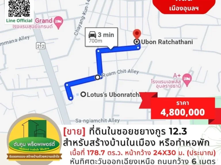 ขายที่ดินในซอยชยางกูร 123 เหมาะสำหรับสร้างบ้านในเมือง