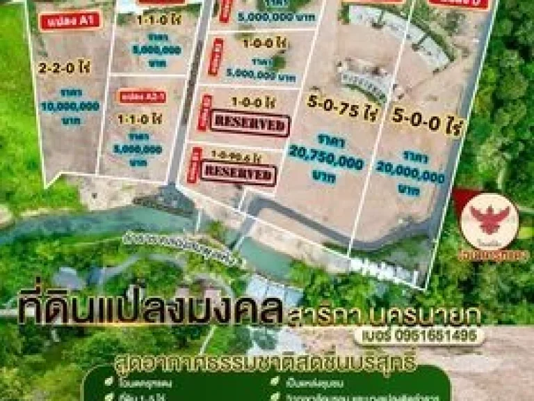 ขายที่ดินสวย ติดธารน้ำตก อสาริกา นครนายก ไร่ละ 4 ล้านบาท